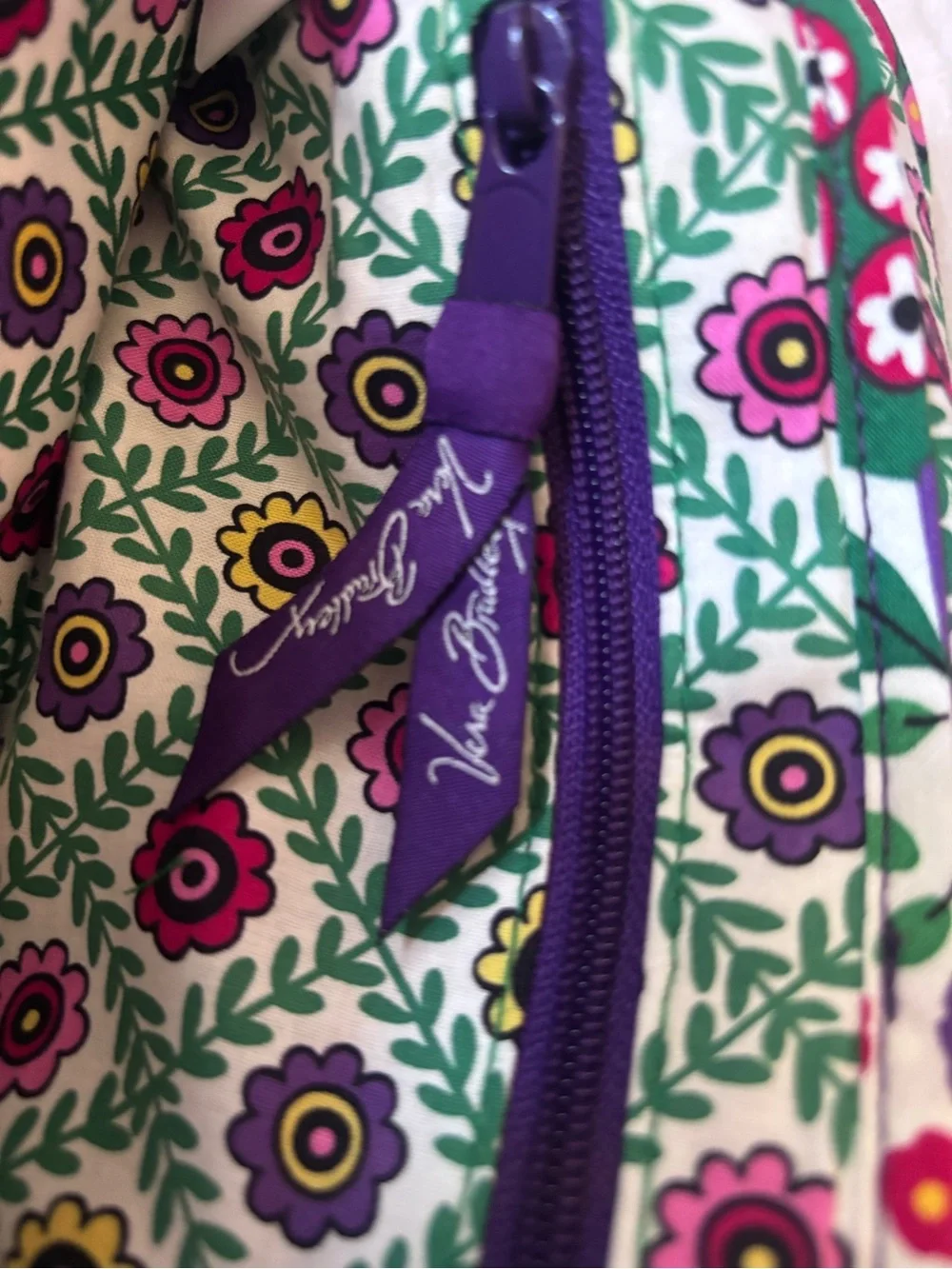 Vera Bradley Retired Kiss Lock Frame Satchel Purse Floral Quilted Cotton Handbag